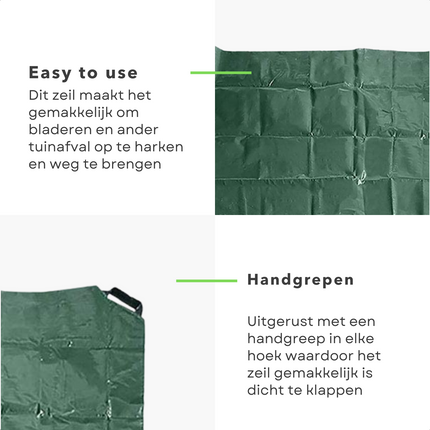 Cheqo® Tuinafvalzeil - Afdekzeil - Tuinafvalzak - Tuinafval Zeil - Bouwzeil - 150x150cm Tuinafvalzak