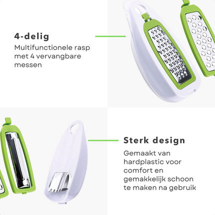 Cheqo® Magic Rasp - Raspen - 4 Soorten - Mandolines - Mandoline Set - Groenterasp - Groentesnijder Raspen