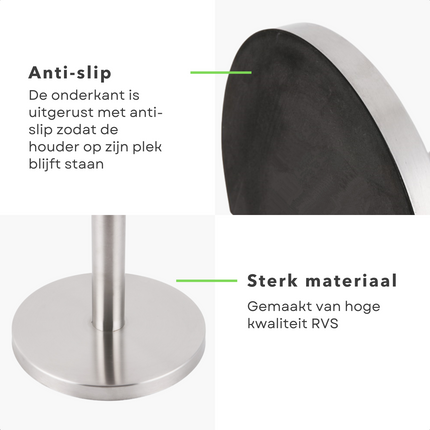 Cheqo® Keukenrolhouder - Rollenhouder - Anti-Slip - RVS Keukenrolhouder