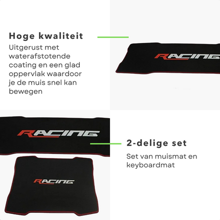 Cheqo® Gaming Muismat Set - Gaming Keyboardmat - 2 Stuks - Keyboard Mat en Muis Mat voor Gamen - Waterafstotend Gaming muismatten