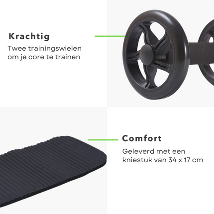 Cheqo® FIT Ab Wheel - Core Wheels - Buikspiertrainer - Buikspierwiel - Trainingswiel - Core Krachttrainers - 2 Stuks - Met Kniemat Buikspierwielen