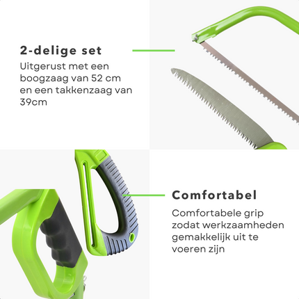 Cheqo® Snoeizaag Set - Takkenzaag - Takkenzaagset - Houtzaag - RVS Zaagblad - 2 Delig Takkenzagen