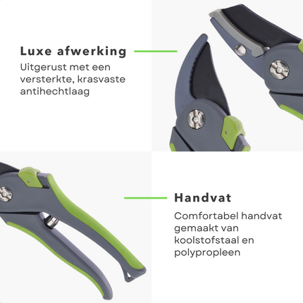 Cheqo® Snoeischaren Set - Snoeiset - Aambeeld Snoeischaar - ILAG® Coating - Koolstofstaal - 2 Stuks Snoeischaar