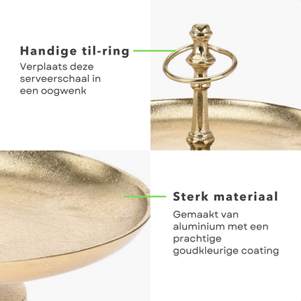 Cheqo® Gouden Etagère - Serveerplank - Serveertoren - RVS - 3 laags - Goud Etagere