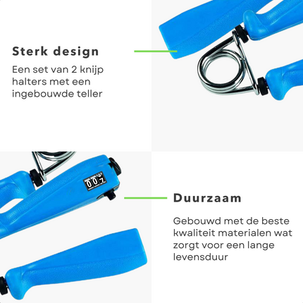 Cheqo® Handtrainers met Teller - Handknijpers - Handgrippers - Handgrips - Knijphalter - Griptraining - Vingertrainer - Onderarm Trainer - Pols Trainer - Knijphalters - 2 Stuks Handtrainer