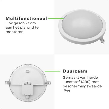 Cheqo® LED Wandlamp - Buitenlamp - Tuinlamp - Multifunctioneel - Badkamerlamp - 6w - ø15.6cm - 220-240v - Zonder Adapter Wandlamp