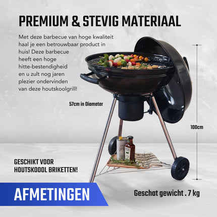 Cheqo® Bolvormige Barbecue - BBQ - Buitenkeuken - Extra Stevig - 57x100cm BBQ