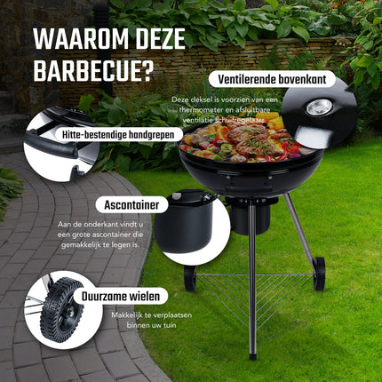 Cheqo® Bolvormige Barbecue - BBQ - Buitenkeuken - Extra Stevig - 57x100cm BBQ