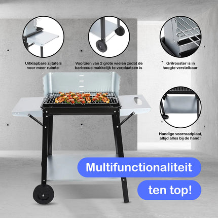 Cheqo® Luxe Barbecue - BBQ - Wegklapbaar - Met Zijtafels - Rechthoekig - 49x32 cm BBQ