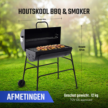 Cheqo® XL Houtskool Barbecue - BBQ - Verrijdbaar - Cilindervorm - Buitenkeuken BBQ