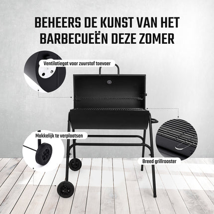 Cheqo® XL Houtskool Barbecue - BBQ - Verrijdbaar - Cilindervorm - Buitenkeuken BBQ