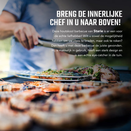 Cheqo® XL Houtskool Barbecue - BBQ - Verrijdbaar - Cilindervorm - Buitenkeuken BBQ