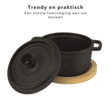 Cheqo® Tapas Cocottes - Braadpan - Ovenschotel - Gietijzer - Ø10cm Cocottes