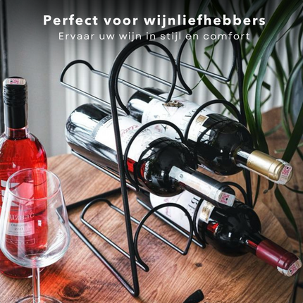 Cheqo® Wijnrek - Wijnfleshouder - Flessenrek - Flessenhouder voor 6 Flessen - Metaal - 38cm wijnrek