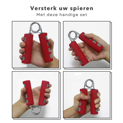 Cheqo® Handtrainers - Handknijpers - Handgrippers - Handgrips - Knijphalter - Griptraining - Vingertrainer - Onderarm Trainer - Pols Trainer - Knijphalters - 2 Stuks Handtrainer