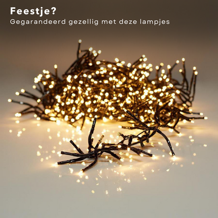 Cheqo® Kerstboomverlichting - Micro Clusterverlichting - Kerstlampjes - Led Verlichting - Kerstverlichting voor Binnen en Buiten - 2400 LED's - 48 Meter - Extra Warm Wit Clusterverlichting