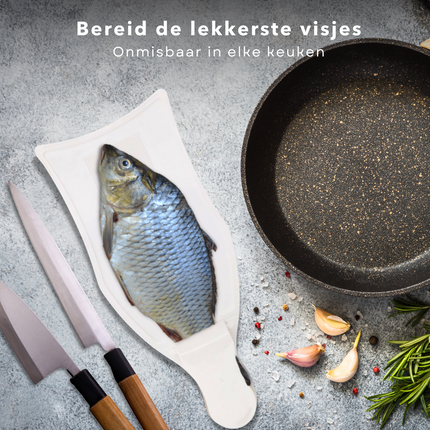 Cheqo® Snijplank voor Vis - Vissnijplank - Vis Snijplank - Vis Bereiden - Haring - Met Klem en Zuignappen - 20x42cm Snijplank