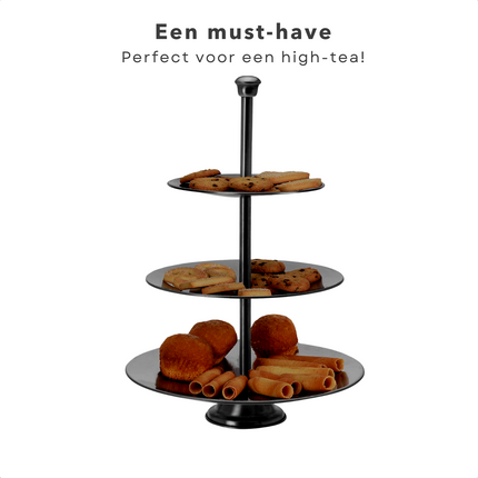 Cheqo® Glanzende Etagère - Serveerplank - Serveertoren - RVS - 3 laags Etagere