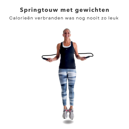 Cheqo® FIT Verzwaard Springtouw - Fitness Jumping Rope - Met Gewicht - Crossfit - 160 gram - 2.85 m Springtouwen
