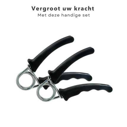 Cheqo® Kunststof Handtrainers - Handknijpers - Handgrippers - Handgrips - Knijphalter - Griptraining - Vingertrainer - Onderarm Trainer - Pols Trainer - 2 Stuks Handtrainer