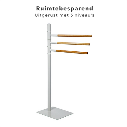 Cheqo® Handdoekhouder - Handdoekrek - Handdoeken Rek - Handdoekstang - 3 Stangen Handdoekhouder