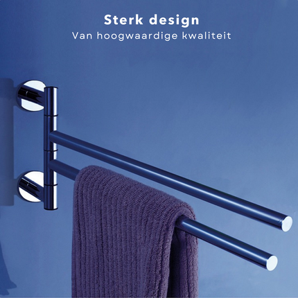 Cheqo® Handdoekhouder -Handdoekstang - Handdoekenrek - RVS - Voor Badkamer of Keukenwand - 2 Stangen Handdoekhouder