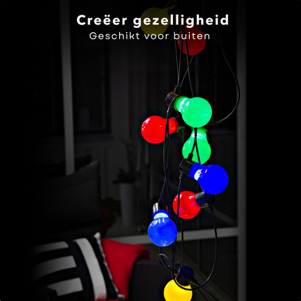 Cheqo® Multicolor Lichtsnoer - Sfeerverlichting - Lampjes Slinger - Lichtslinger Voor Binnen en Buiten - 80 LED - 14.50 Meter - Energiezuinig Lichtsnoeren