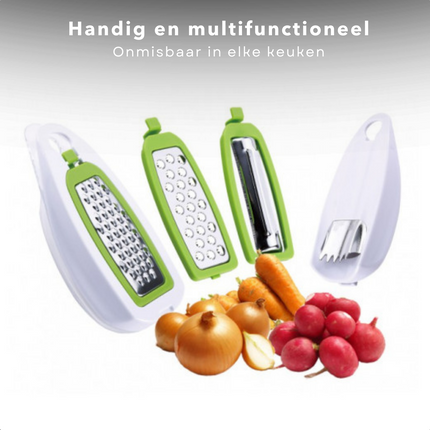 Cheqo® Magic Rasp - Raspen - 4 Soorten - Mandolines - Mandoline Set - Groenterasp - Groentesnijder Raspen