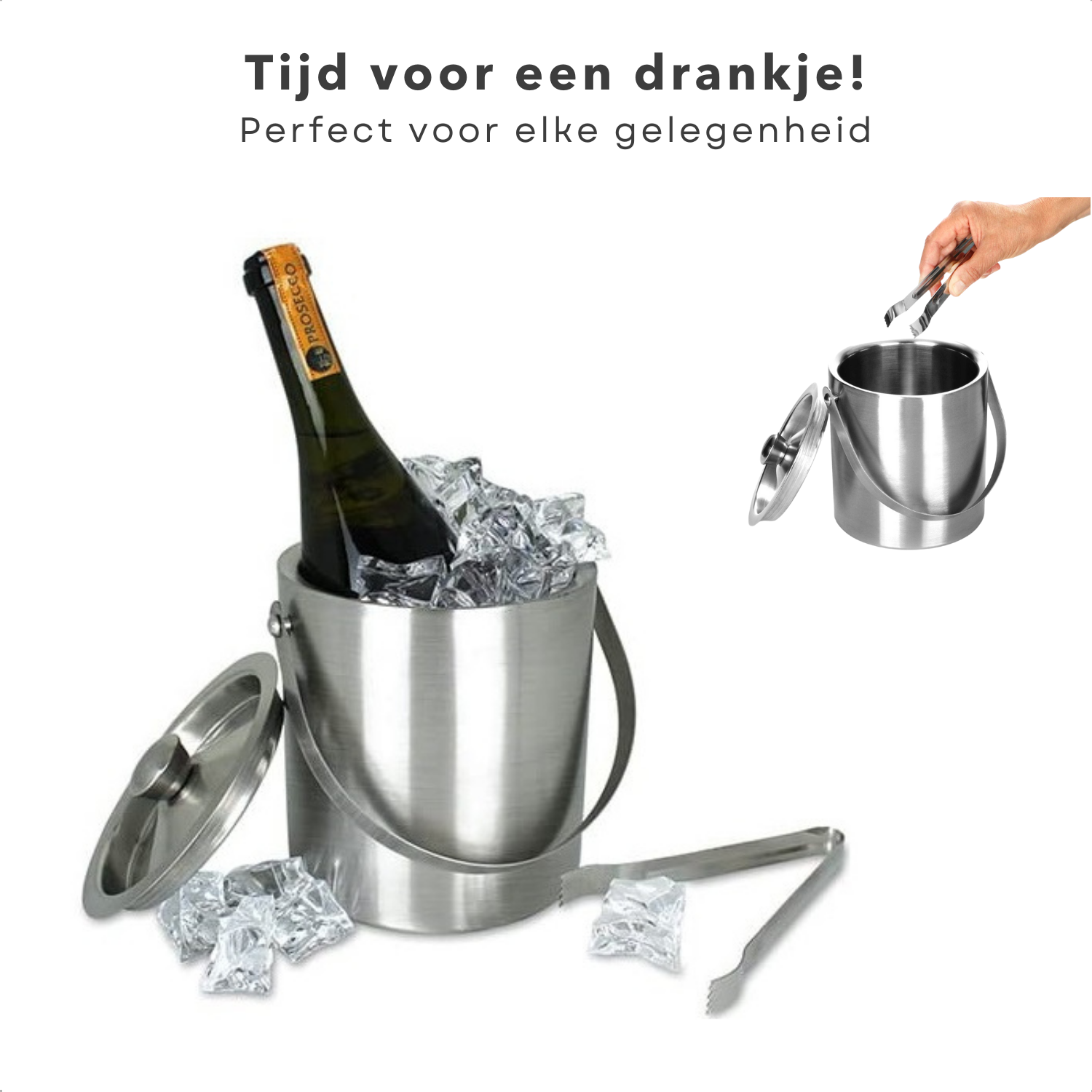 Geïsoleerde ijsemmer met deksel - 1,3 l - roestvrij staal - ideaal voor feestjes Geïsoleerde ijsemmer met deksel - 1,3 l - roestvrij staal - ideaal voor feestjes