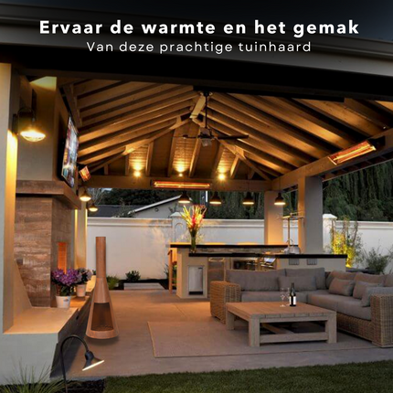 Cheqo® Terrashaard - Houtkachel - Tuinhaard - Terrasverwarming - Vuurkorf - Roestbruin - 100cm Hoog - 35cm Breed Tuinhaard