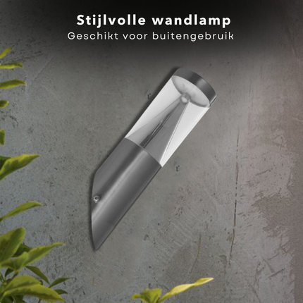 Cheqo® LED Wandlamp Schuin - Buitenlamp - Tuinlamp - Multifunctioneel - 3w - 30.5cm Lang - ø7.6cm - 220-240v - Zonder Adapter Wandlamp