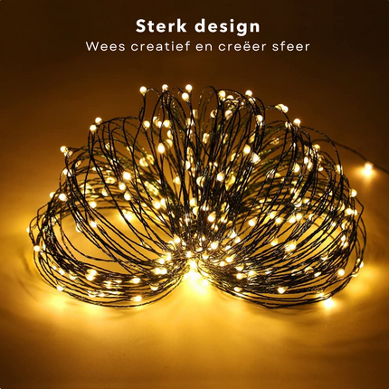 Cheqo® Draadverlichting - Kerstverlichting - Kerstlampjes - Kerstboomverlichting -  Lampjes Slinger - Lichtsnoer - LED Lampjes voor Binnen en Buiten - 80LED - Extra Warm Wit Lichtsnoer