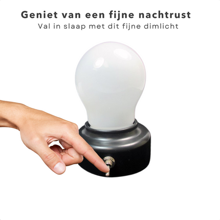 Cheqo® Nachtlamp - Gloeilamp Design - Nachtlampjes - Warm Wit - Tafellamp - Nachtlampje voor Kinderen en Volwassenen - Met Batterijen - ø7cm - 11cm Hoog Nachtlampjes