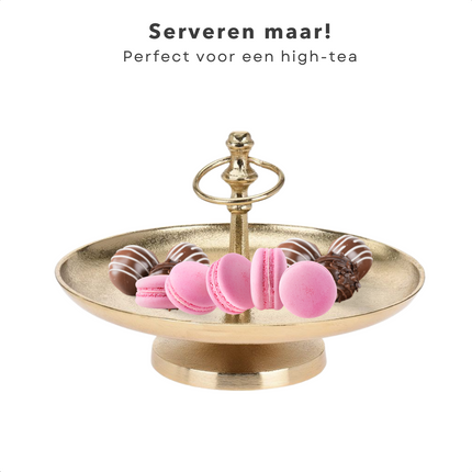 Cheqo® Gouden Etagère - Serveerplank - Serveertoren - RVS - 3 laags - Goud Etagere