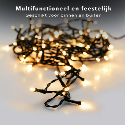 Cheqo® Kerstboomverlichting - Lichtsnoer - Kerstlampjes - Led Verlichting - Kerstverlichting voor Binnen en Buiten - 80 LED - 6m - Warm Wit Kerstboomverlichting