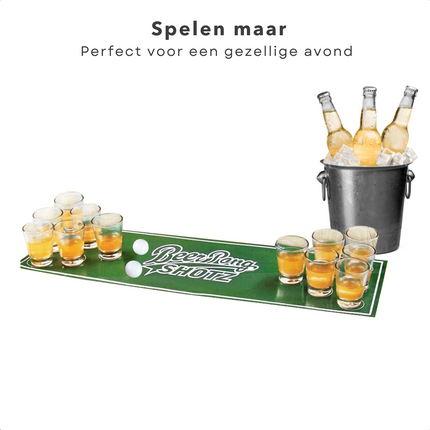 Cheqo® Beer Pong Spel - Drankspel - Bierpong Speelmat - Biermat - Inclusief 12 Shotglazen - Shotglaasjes - Drankspelletje Actiespellen