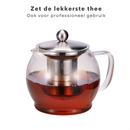 Cheqo® Theepot met Filter - Uitneembaar Filter - 1.2 liter - RVS Theepot