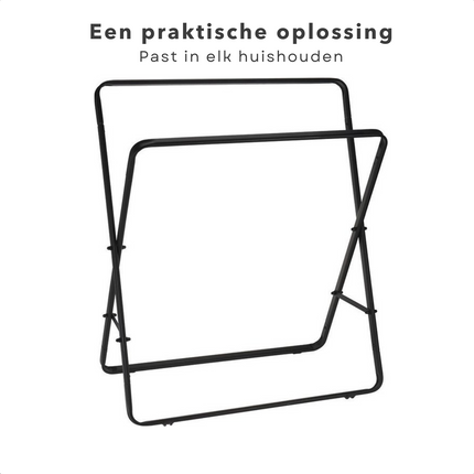 Cheqo® Handdoekhouder - Handdoekrek - Handdoek Houder - Handdoeken Rek - Extra Stevig - Metaal - Zwart - 70x30x81cm Handdoekhouder