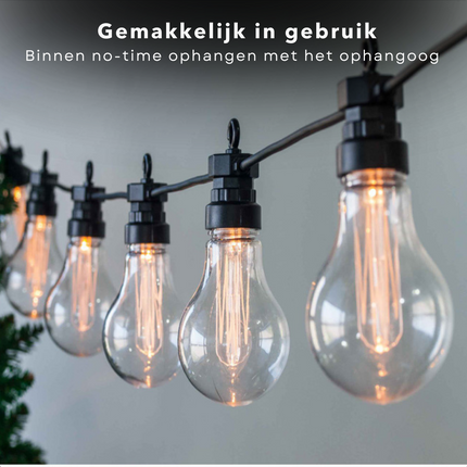 Cheqo® Lichtsnoer - Fairy Lights - Lichtslinger voor Binnen en Buiten - Kerst Verlichting - Tuinverlichting - Feestverlichting - Warm Wit - 10 LED Reflector Bolletjes - 7.5 Meter Lichtsnoeren