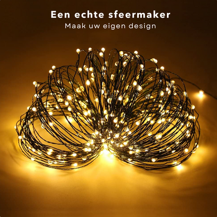 Cheqo® Draadverlichting - Kerstverlichting - Kerstlampjes - Kerstboomverlichting -  Lampjes Slinger - Lichtsnoer - LED Lampjes voor Binnen en Buiten - 40LED - Extra Warm Wit Lichtsnoer