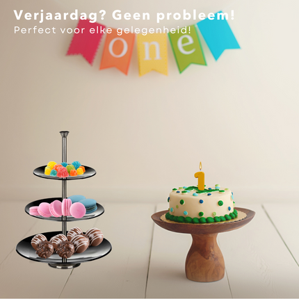 Cheqo® Glanzende Etagère - Serveerplank - Serveertoren - RVS - 3 laags Etagere