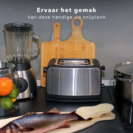 Cheqo® Snijplank voor Vis - Vissnijplank - Vis Snijplank - Vis Bereiden - Haring - Met Klem en Zuignappen - 20x42cm Snijplank