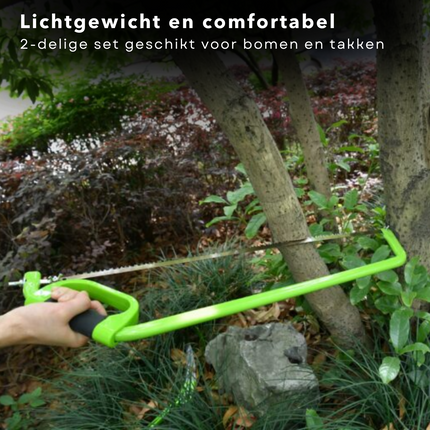 Cheqo® Snoeizaag Set - Takkenzaag - Takkenzaagset - Houtzaag - RVS Zaagblad - 2 Delig Takkenzagen