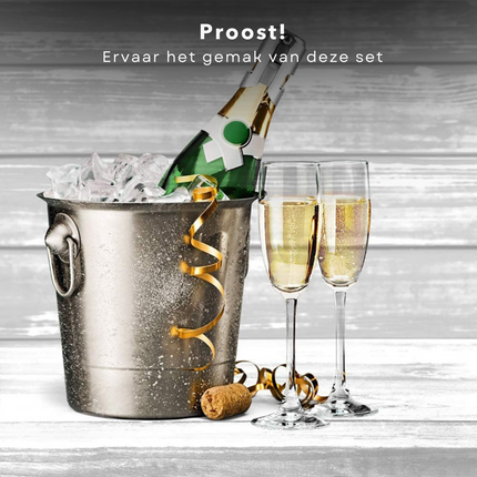 Cheqo® Luxe Wijnset - Champagne Set met Schenktuit - Wijnstopper - Wijnafsluiter Set Wijnafsluiter