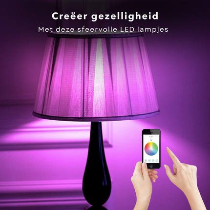 Cheqo® Smart Lampen - Lampenset - LED - Smart Led Spots - WiFi LED Verlichting - Inclusief WiFi Brug - RGB - E-27 - 2 Stuks LED Lampen
