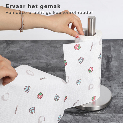 Cheqo® Keukenrolhouder - Rollenhouder - Anti-Slip - RVS Keukenrolhouder