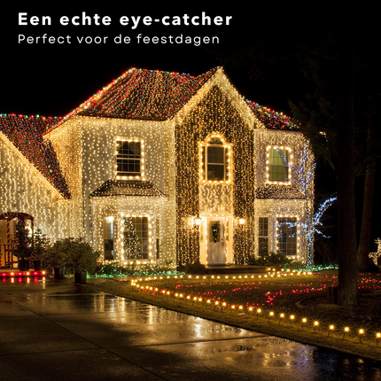 Cheqo® Kerstboomverlichting - Lichtsnoer - Kerstlampjes - Led Verlichting - Kerstverlichting - 180 LED - 13.5 meter - Binnen en Buiten - Extra Warm Wit Kerstboomverlichting