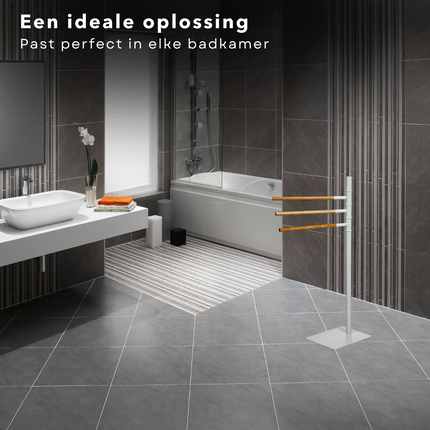 Cheqo® Handdoekhouder - Handdoekrek - Handdoeken Rek - Handdoekstang - 3 Stangen Handdoekhouder
