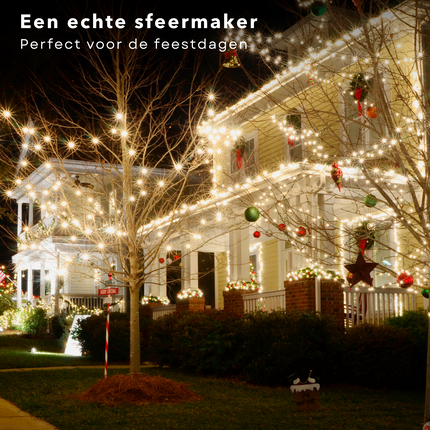 Cheqo® XL Draadverlichting - Kerstverlichting - Kerstlampjes - Kerstboomverlichting -  Lampjes Slinger - Lichtsnoer - LED Lampjes voor Binnen en Buiten - 45 Meter - 1500 LED - Extra Warm Wit Kerstboomverlichting