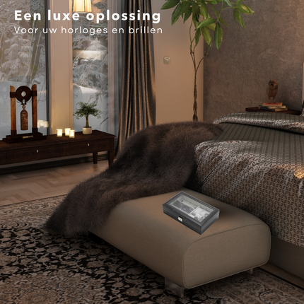 Cheqo® Luxe Horlogedoos - Horloge Etui - Opbergdoos voor 6 Horloges en 3 Brillen - Brillendoos Horlogebox